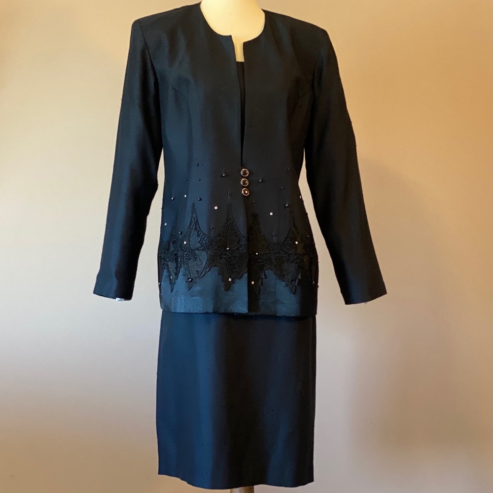 R&M Richards Embellished Skirt Suit